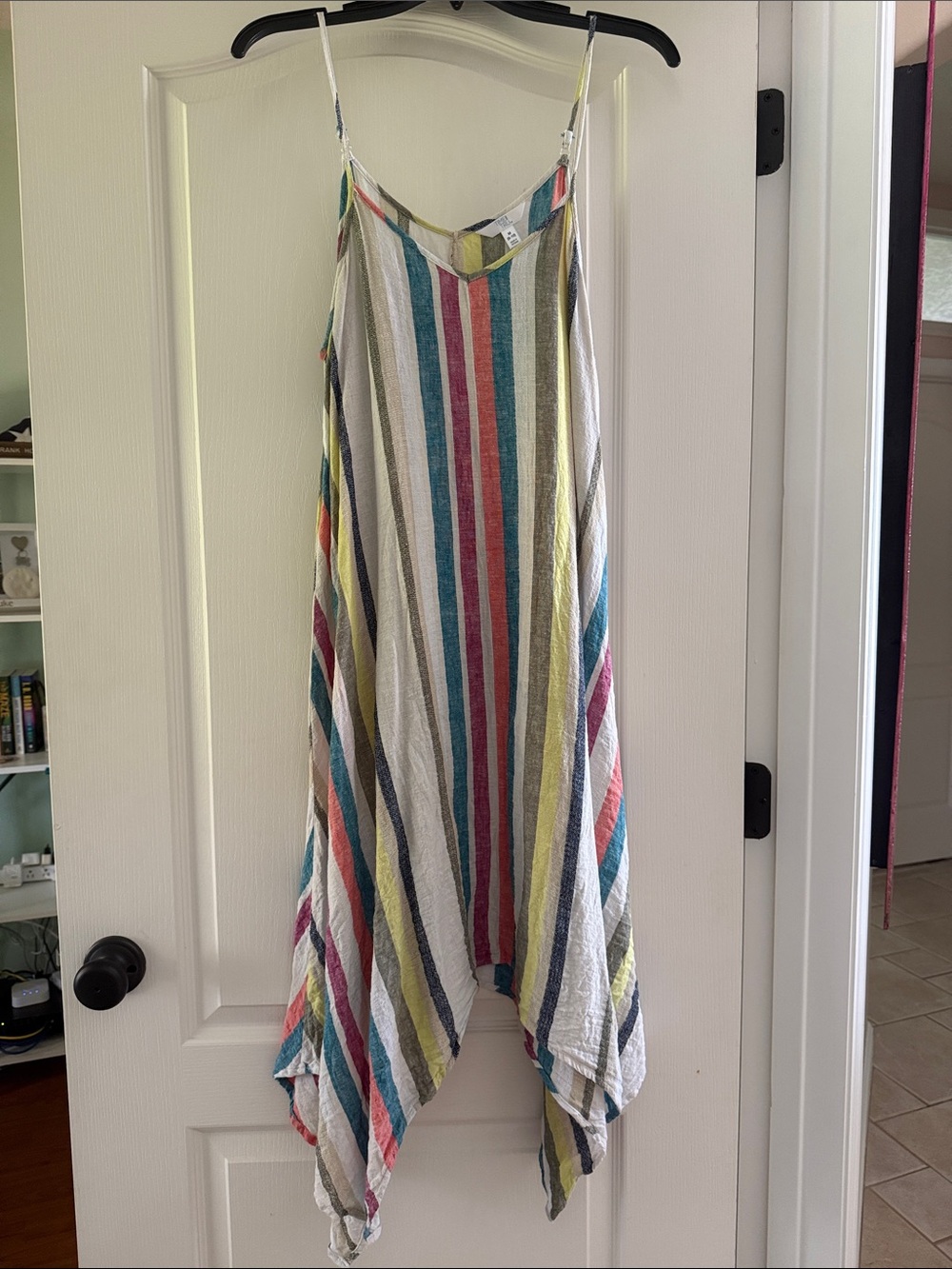 Time and Tru Multicolor Vertical Stripe Handkerchief-Hem Sundress